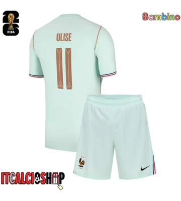 Francia Michael Olise #11 Seconda Maglia Bambino Mondiali 2026 Manica Corta (+ Pantaloni corti)